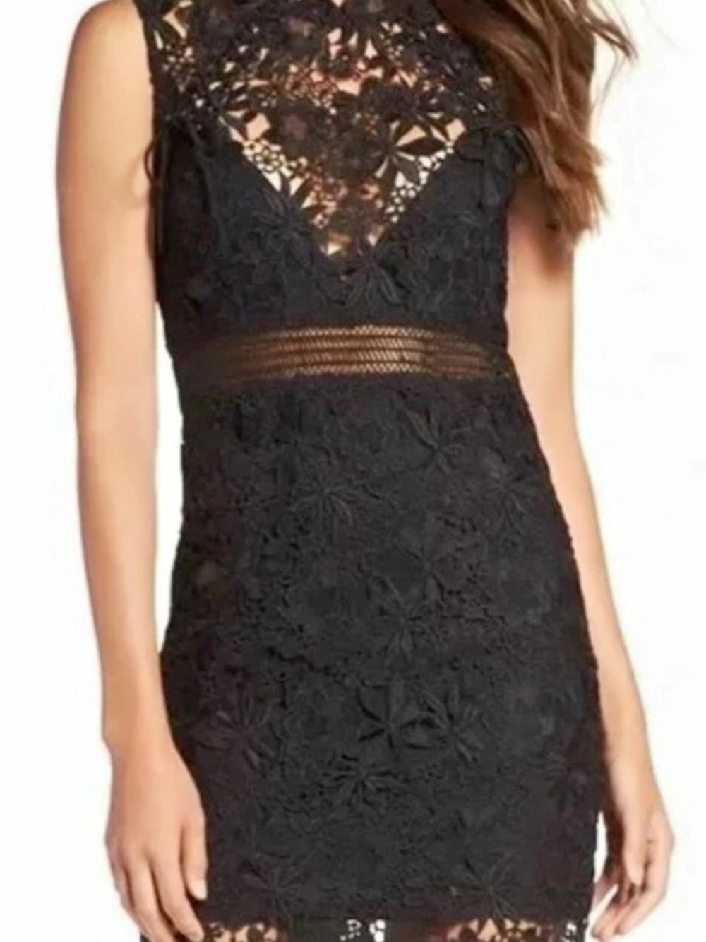 Bardot Lace Dress Black Floral Lace Mini Dress Size 8 NWT